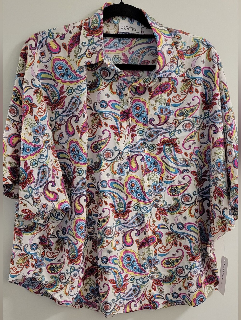 Emily Wondee Women’s Multicolor Paisley Button-Down Top Size Sm/med